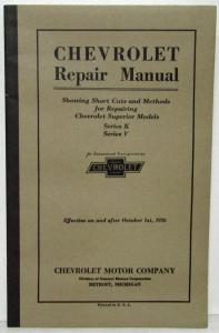 1925-1926 Chevrolet Car and Truck Service Shop Repair Manual Series K & V