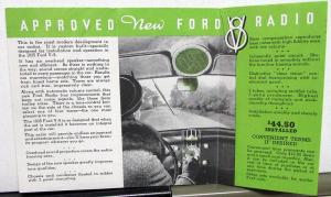 1935 Ford Dealer Approved Accessories Sales Brochure Folder Green Ink