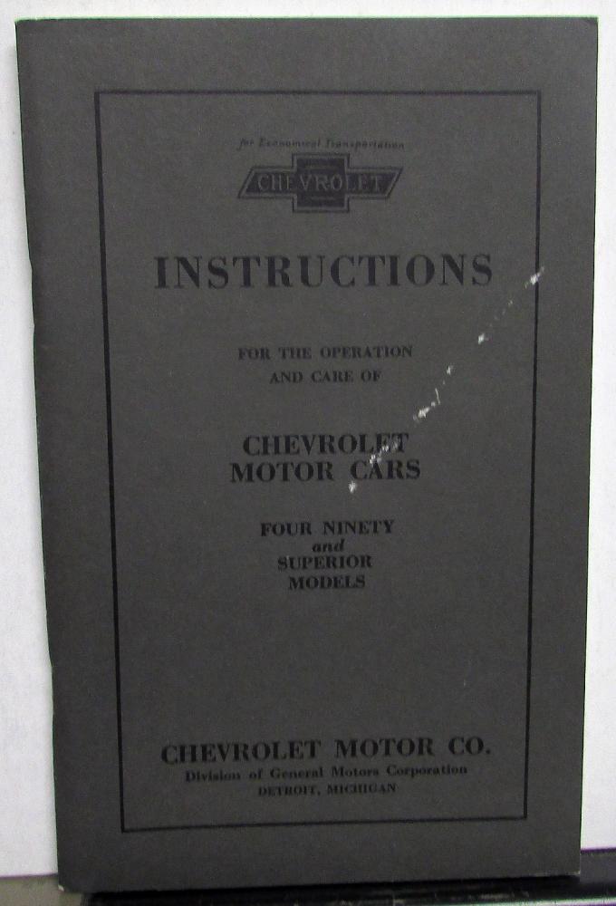 1922 1923 Chevrolet 490 & Superior Models Owners Manual Reproduction