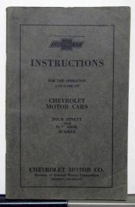 1922 1923 Chevrolet 490 & Superior Models Owners Operators Manual Original