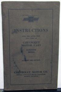 1924 Chevrolet Superior Models Owners Operators Manual Original