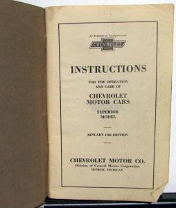 1924 Chevrolet Superior Models Owners Operators Manual Original