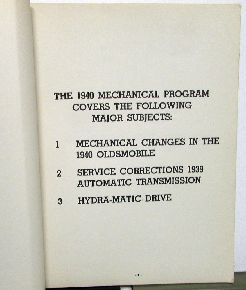 1940 Oldsmobile Dealer Service Shop Manual & Parts List Hydra-Matic Drive  Trans