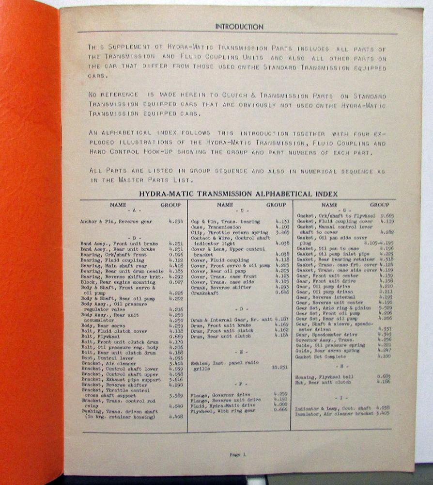 1940 Oldsmobile Dealer Service Shop Manual & Parts List Hydra-Matic Drive  Trans