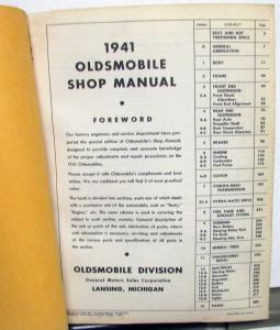 1941 Oldsmobile Factory Service Shop Small Manual Repair Series 60 70 90 Orig