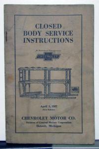 1927 Chevrolet Capitol Series AA Closed Body Service Instructions