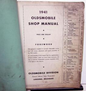 1941 Oldsmobile Dealer Service Shop Manual Repair Sixes & Eight Series 60 70 90