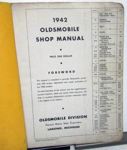1942 Oldsmobile Dealer Service Shop Manual Repair Sixes & Eight Series 60 70 90