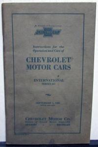 1929 Chevrolet International Series AC Owners Operators Manual Original