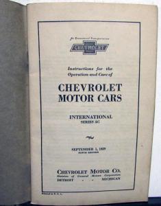 1929 Chevrolet International Series AC Owners Operators Manual Original