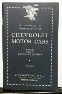 1933 Chevrolet Eagle Series CA Owners Manual Reproduction