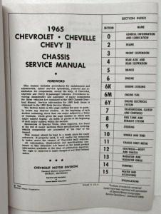 1965 Chevrolet Chevelle Chevy II Chassis Service Shop Repair Manual