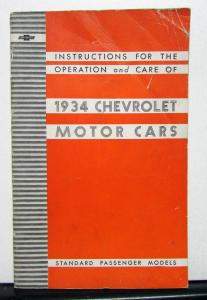 1934 Chevrolet Standard Series DC Owners Operators Manual Original