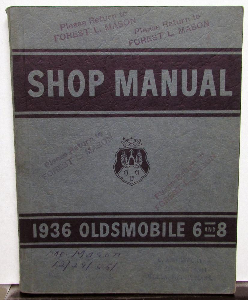1936 Oldsmobile Factory Service Shop Small Manual Repair 6 & 8 F36 L36 Orig