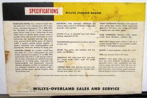 1950 Willys Station Wagon Brochure Hurricane 4 Lightning 6 Jeep Overland ORIG