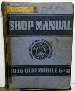 1936 Oldsmobile Dealer Service Shop Manual Repair Six & Eight F36 L36 Orig