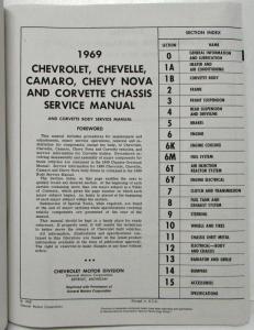 1969 Chevrolet Chassis Service Shop Repair Manual Chevelle Camaro Corvette Repro