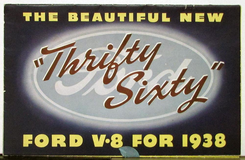 Ford 1938 V8 Thrifty 60 85 Sedan Coupe Specs Sales Folder Poster Style Original