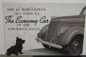 1937 Ford 60HP Flathead V8 Sales Brochure Original Large Folder