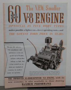 1937 Ford 60HP Flathead V8 Sales Brochure Original Large Folder