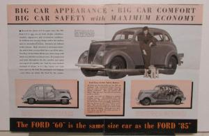 1937 Ford 60HP Flathead V8 Sales Brochure Original Large Folder