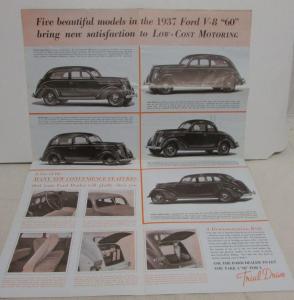 1937 Ford 60HP Flathead V8 Sales Brochure Original Large Folder