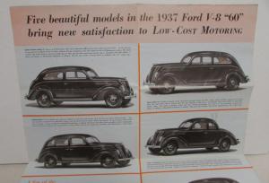 1937 Ford 60HP Flathead V8 Sales Brochure Original Large Folder