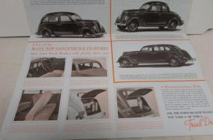 1937 Ford 60HP Flathead V8 Sales Brochure Original Large Folder