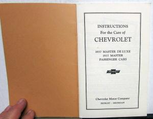 1937 Chevrolet Master Deluxe Owners Operators Manual Reproduction