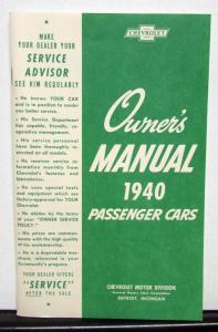 1940 Chevrolet Master Deluxe 85 Special Owners Operators Manual Reproduction