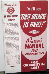 1941 Chevrolet Master Special Deluxe Owners Operators Manual Reproduction
