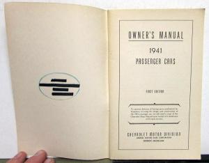 1941 Chevrolet Master Special Deluxe Owners Operators Manual Original