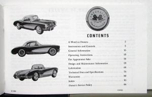 1957 Chevrolet Corvette Owners Operators Manual Reproduction
