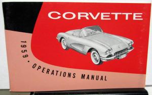1959 Chevrolet Corvette Owners Operators Manual Reproduction