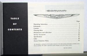 1960 Chevrolet Corvair Owners Operators Manual Reproduction