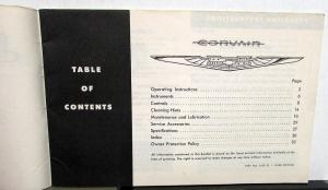 1960 Chevrolet Corvair Owners Operators Manual Original