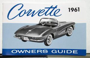 1961 Chevrolet Corvette Owners Operators Manual Reproduction