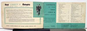 1962 Chevrolet Chevy II Owners Operators Manual Original - Canadian