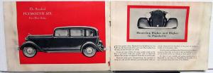 1933 Plymouth Standard Six Sedan Coupe Features Specs Sales Brochure Original