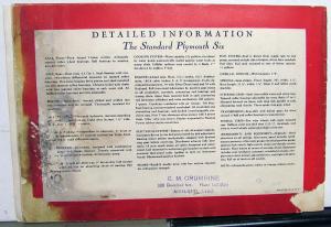 1933 Plymouth Standard Six Sedan Coupe Features Specs Sales Brochure Original