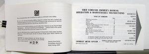 1969 Chevrolet Corvair Owners Operators Manual Reproduction