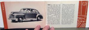 1947 Plymouth Dealer Sales Brochure History Of Achievements 1928-46 Original