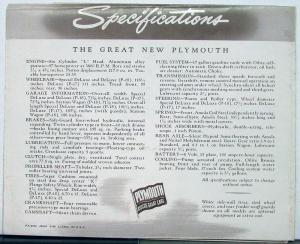 1949 Plymouth Dealer Sales Folder Deluxe & Special Deluxe With Tire Notation