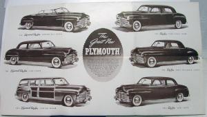 1949 Plymouth Dealer Sales Folder Deluxe & Special Deluxe With Tire Notation