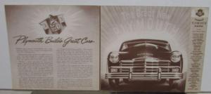 1949 Plymouth Dealer Sales Folder Deluxe & Special Deluxe With Tire Notation
