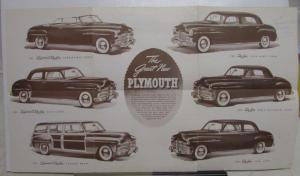 1949 Plymouth Dealer Sales Folder Deluxe & Special Deluxe With Tire Notation