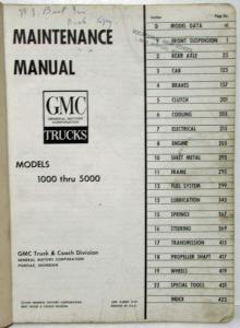 1960 GMC Trucks Pickup Models 1000-5000 Preliminary Service Maintenance Manual