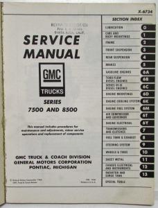 1967 GMC Truck Series 7500-8500 Service Shop Repair Manual