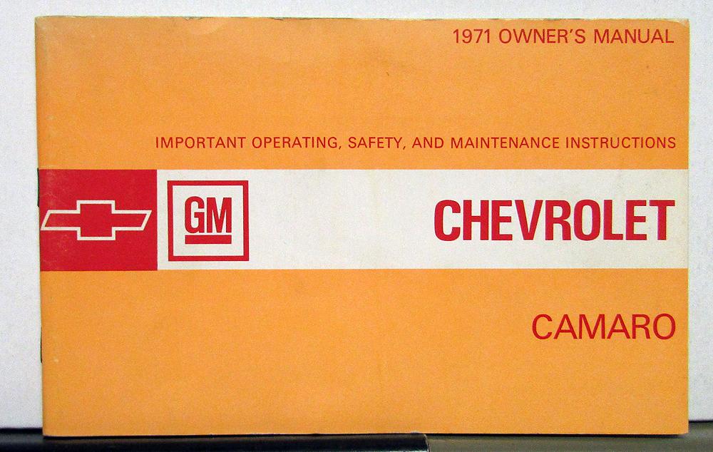 1971 Chevrolet Camaro Owners Operators Manual Original