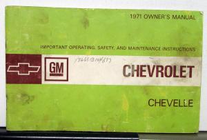 1971 Chevrolet Chevelle Owners Operators Manual Original